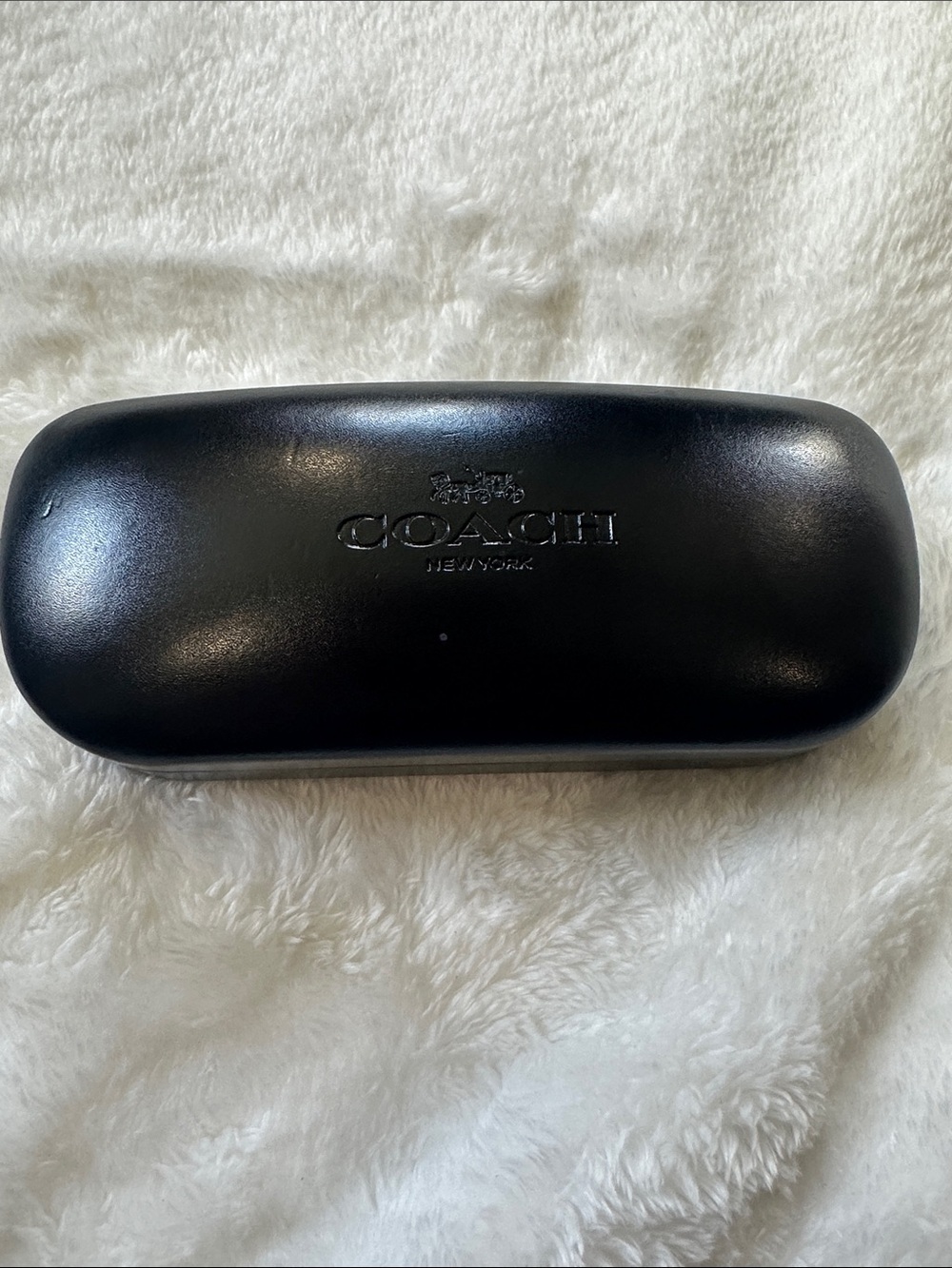 COACH Black Leather Hard Eyewear Case with Gold Logo Luxury Classic Elegant EUC - Picture 4 of 11